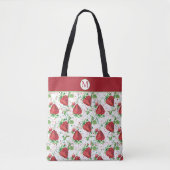 Lucious Summer Strawberry Muster Monogram Tasche (Vorderseite)