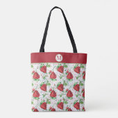 Lucious Summer Strawberry Muster Monogram Tasche (Rückseite)