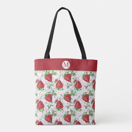 Lucious Summer Strawberry Muster Monogram Tasche (Rückseite)