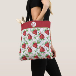 Lucious Summer Strawberry Muster Monogram Tasche