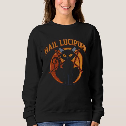 Lucipurr Satanic Baphomet Occult Gothic Demon Cat Sweatshirt (Vorderseite)
