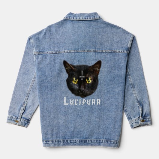 Lucipurr Satanic Cat Antichrist Baphomet 666 Jeansjacke (Rückseite)