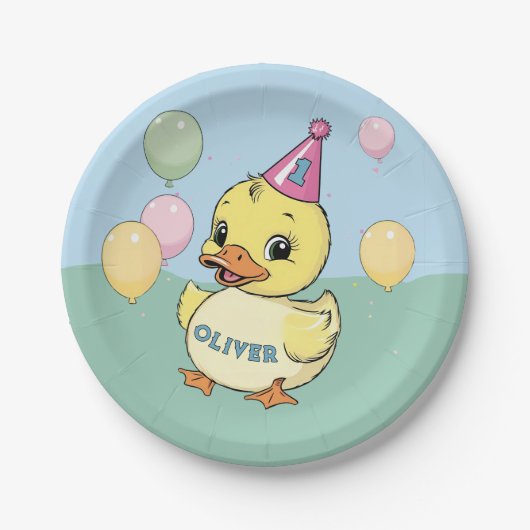 Luck Duck Birthday Party Duckie Paper Cup Pappteller (Vorderseite)
