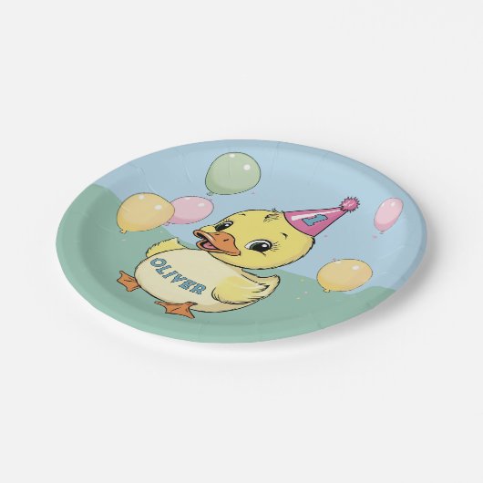 Luck Duck Birthday Party Duckie Paper Cup Pappteller (Schrägansicht)