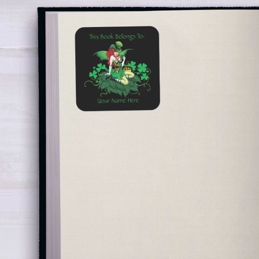 Luck Irish Fairy Green Buchzeichen Quadratischer Aufkleber
