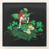 Luck Irish Fairy Green Glasuntersetzer (Vorderseite)