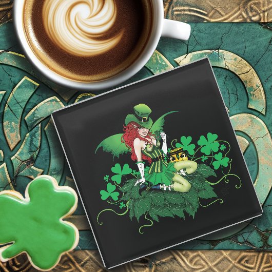 Luck Irish Fairy Green Glasuntersetzer
