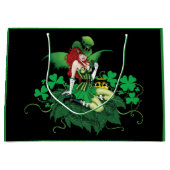 Luck Irish Fairy Green Große Geschenktüte (Vorderseite)