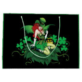 Luck Irish Fairy Green Große Geschenktüte (Rückseite)