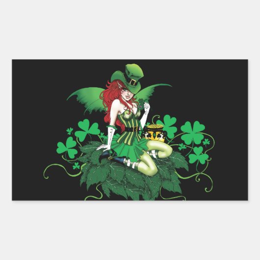 Luck Irish Fairy Green Rechteckiger Aufkleber (Vorderseite)