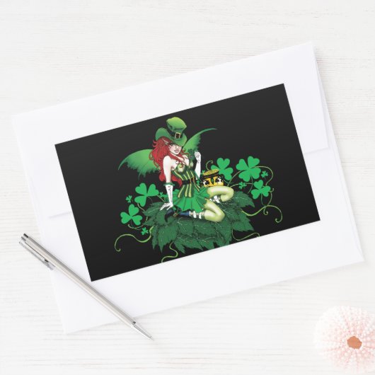 Luck Irish Fairy Green Rechteckiger Aufkleber (Umschlag)
