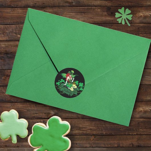 Luck Irish Fairy Green Runder Aufkleber