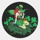 Luck Irish Fairy Green Runder Aufkleber (Vorderseite)
