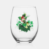 Luck Irish Fairy Green Weinglas Ohne Stiel (Rückseite)