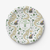 Luck & Joy Coins & Green Kleeblatts St Patricks Da Pappteller (Vorderseite)