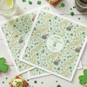 Luck & Joy Coins & Green Kleeblatts St Patricks Da Serviette