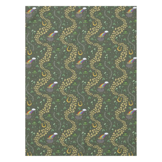 Luck & Joy Coins & Green Kleeblatts St Patricks Da Tischdecke (Vorderseite)