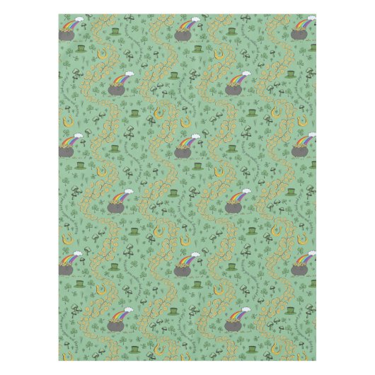 Luck & Joy Coins & Green Kleeblatts St Patricks Da Tischdecke (Vorderseite)