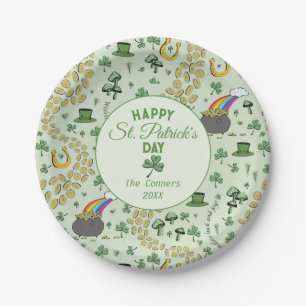 Luck & Joy Coins Green Kleeblatts St Patricks Day Pappteller