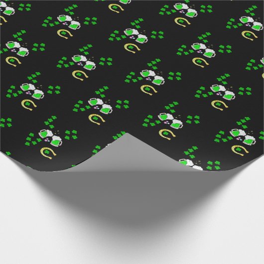 Luck Kleeblatt Dublin Day Horseshoe Irish Geschenkpapier (Ecke)
