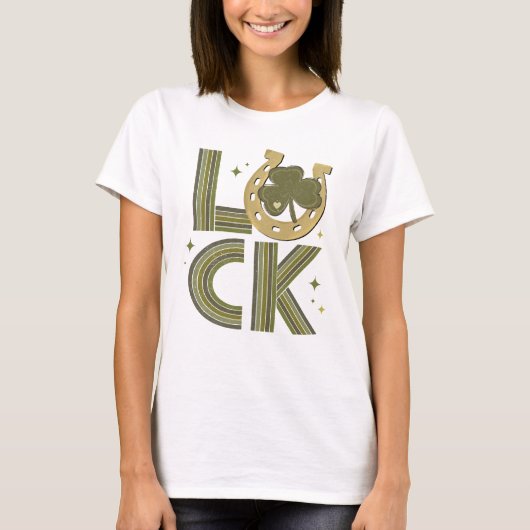 Luck Kleeblatt Horseshoe St Patrick's Day T-Shirt (Vorderseite)