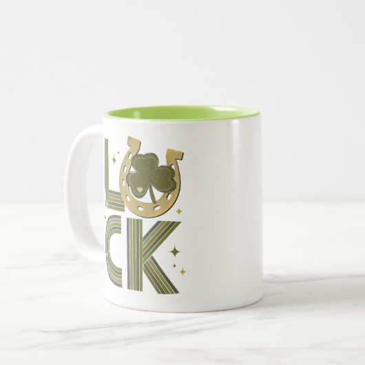 Luck Kleeblatt Horseshoe St Patrick's Day Zweifarbige Tasse (Vorderseite Links)