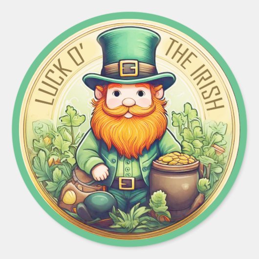 Luck O' The Irish Leprechaun ID1085 Runder Aufkleber (Vorderseite)