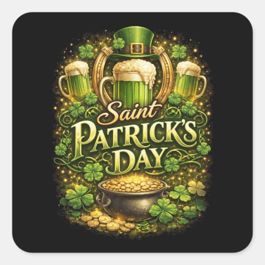 Luck of the Emerald Isle Quadratischer Aufkleber (Vorderseite)