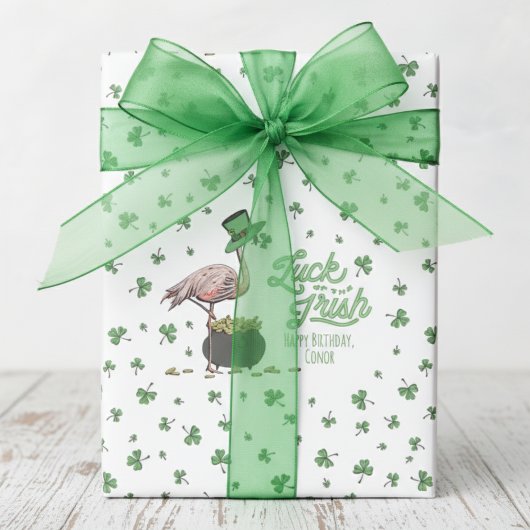 Luck of the Irish Flamingo Shamrock Geschenkpapier