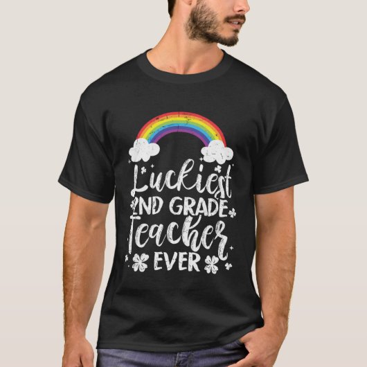 Luckiest 2nd Grade Teacher Ever Patricks Day Cute T-Shirt (Vorderseite)