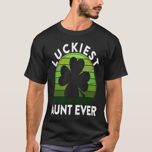 Luckiest Aunt Ever Shamrock Sunset St Patricks Da T-Shirt (Vorderseite)