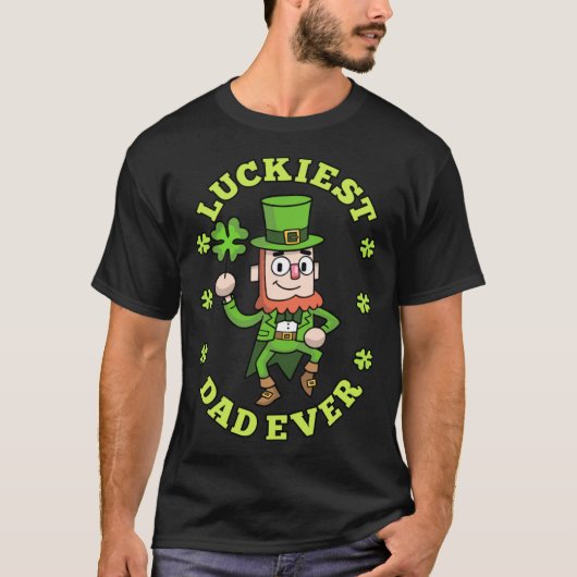 Luckiest Dad Ever Leprechaun Shamrock St Patricks  T-Shirt (Vorderseite)
