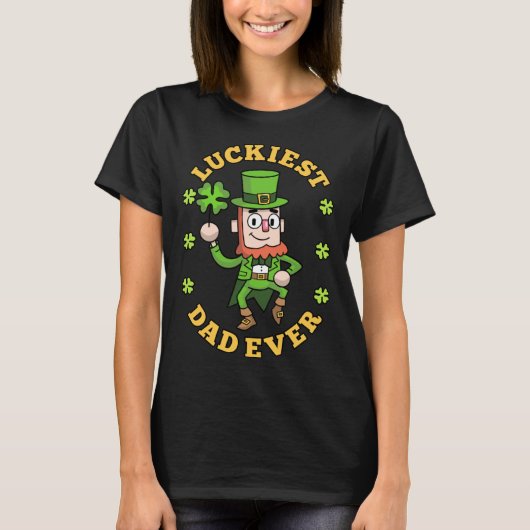 Luckiest Dad Ever Leprechaun Shamrock St Patricks T-Shirt (Vorderseite)