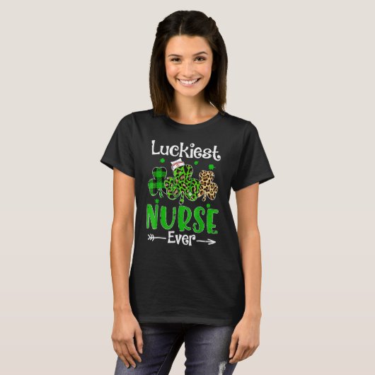 Luckiest Nurse Ever Nursing St Patricks Day Shamro T-Shirt (Vorne ganz)