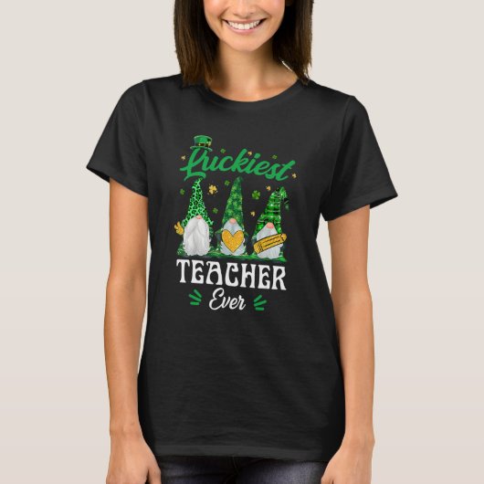 Luckiest Teacher Ever Funny Gnomies St Patrick's D T-Shirt (Vorderseite)