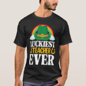 Luckiest Teacher Ever Rainbow Shamrock Cute St Pat T-Shirt (Vorderseite)