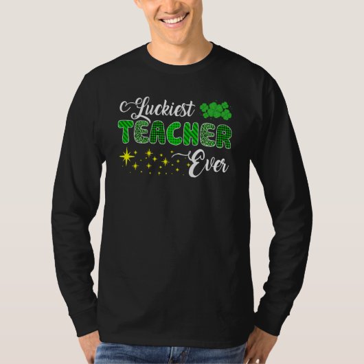 Luckiest Teacher Ever Rainbow Shamrock St Patrick' T-Shirt (Vorderseite)