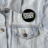 Luckiest Teacher je Disco Kleeblatt Button (Beispiel)