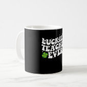 Luckiest Teacher je Disco Kleeblatt Kaffeetasse (Vorderseite Links)