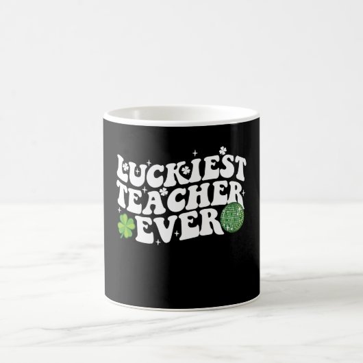 Luckiest Teacher je Disco Kleeblatt Kaffeetasse (Mittel)