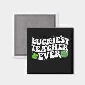 Luckiest Teacher je Disco Kleeblatt Magnet (Vorderseite/Rückseite)