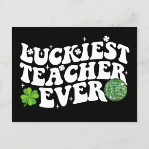 Luckiest Teacher je Disco Kleeblatt Postkarte