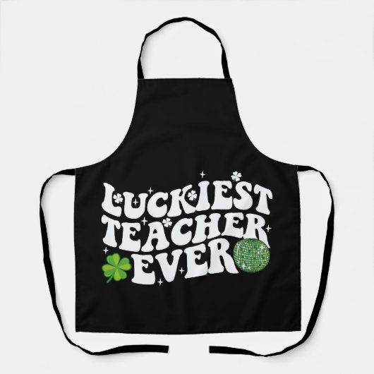 Luckiest Teacher je Disco Kleeblatt Schürze (Vorderseite)