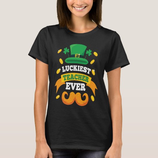 Luckiest Teacher St Patricks Day Love Green Irish  T-Shirt (Vorderseite)