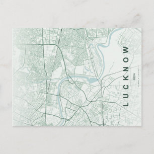 Lucknow Indien Stadtplan Minimal Design Postkarte