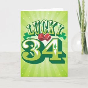 Lucky 34 Birthday Card Karte