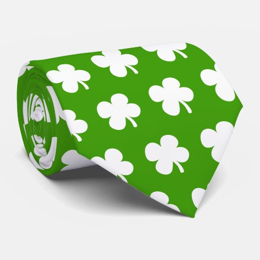 Lucky 4 Leaf Clover Kleeblatt St Patricks Day Kraw Krawatte (Gerollt)