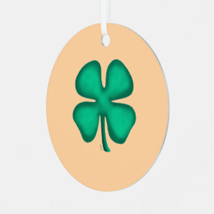 Lucky 4 Leaf Irisches Kleeblatt braunes rundes Met Ornament Aus Metall