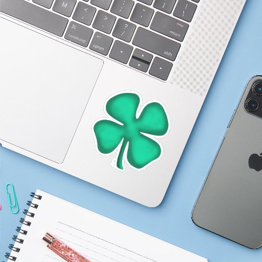 Lucky 4 Leaf Irish Clou extra sm Umriss Aufkleber (Laptop mit iPhone)