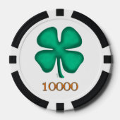 Lucky 4 Leaf Irish Clover bg 10K Stripe Poker Chip (Vorderseite)